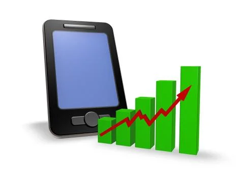 Smartphone and business graph - 3d illustration Stock Illustration