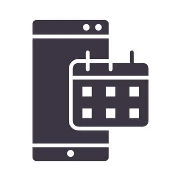 Smartphone and calendar application device technology silhouette style design Stock Illustration