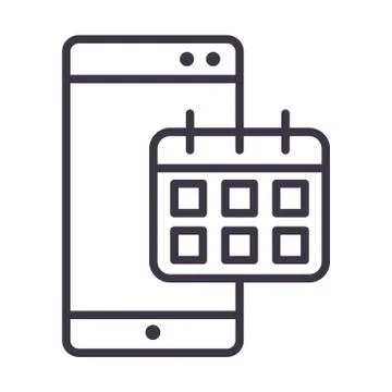 Smartphone and calendar application device technology thin line style design Stock Illustration