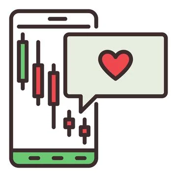 Smartphone and Candlestick Chart vector Mobile Trading colored icon or desi.. Stock Illustration