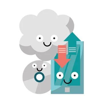 Smartphone and cloud computing with cd rom vector illustration Stockillustratie