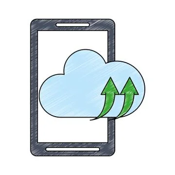 Smartphone and cloud computing scribble Stock Illustration