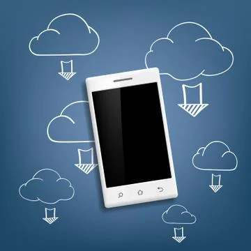 Smartphone and cloud data storage 스톡 일러스트