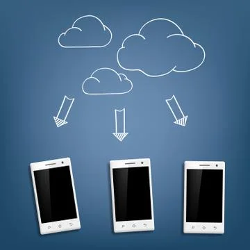Smartphone and cloud data storage Stock Illustration