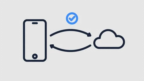 Smartphone and Cloud Data Sync Animation with Arrows on Transparent 스톡 동영상 347284651