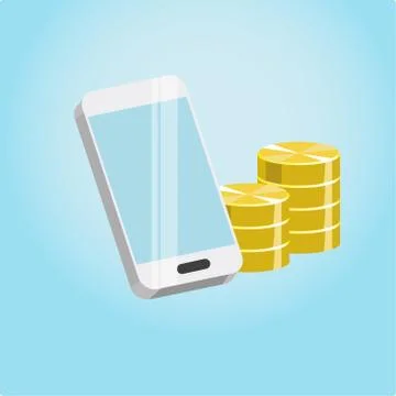 Smartphone and coins Stock Illustration