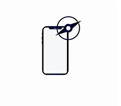 Smartphone and compass web icon - guide, locating a compass. Vector icon for Stock Illustration