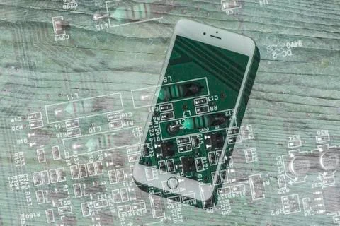 Smartphone and computer board 스톡 사진