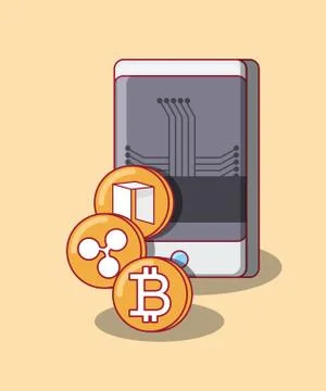 Smartphone and cryptocurrency design 스톡 일러스트