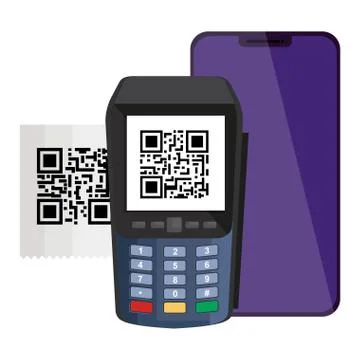 Smartphone and dataphone with scan code qr Stock Illustration