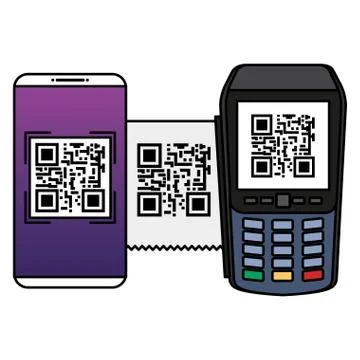Smartphone and dataphone with scan code qr 스톡 일러스트