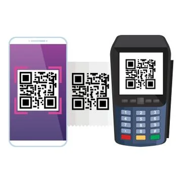 Smartphone and dataphone with scan code qr イラスト素材