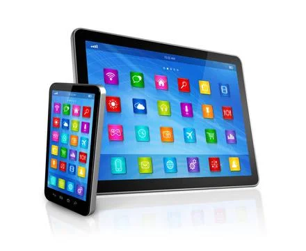 Smartphone and Digital Tablet Computer 3D Smartphone and Digital Tablet Co... Stock Photos