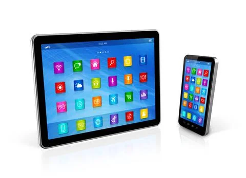 Smartphone and Digital Tablet Computer 3D Smartphone and Digital Tablet Co... Foto stock