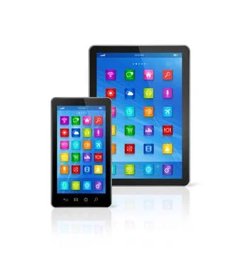 Smartphone and Digital Tablet Computer 3D Smartphone and Digital Tablet Co... Stock Photos