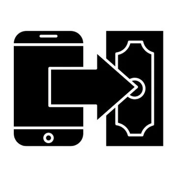 Smartphone and dollar solid icon. Digital money vector illustration isolated on Stock Illustration