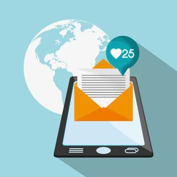 Smartphone and envelope of mail concept Stock Illustration