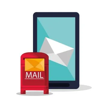 Smartphone and envelope of mail concept Stock Illustration