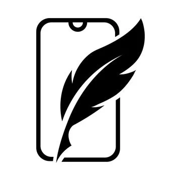 Smartphone and Feather Icon — Creative Mobile Writing Vector Design Stock Illustration