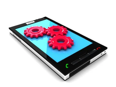 Smartphone and with gears Illustrazione stock