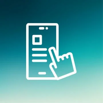 Smartphone and hand checking of work task schedule thin line icon 스톡 일러스트