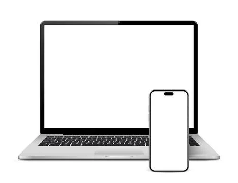 Smartphone and Laptop Computer Blank Screen Mockup Stock Illustration