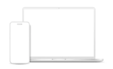 Smartphone and Laptop Computer Empty Screen Clay Mockup Illustrazione stock