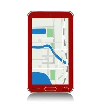 Smartphone and map Stock Illustration