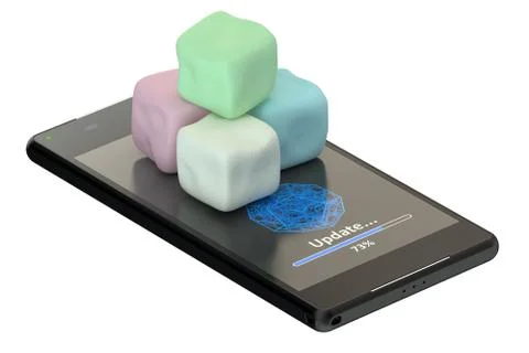 Smartphone and marshmallows Stock Illustration