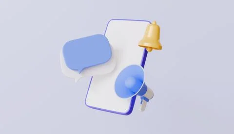 Smartphone and message empty copy space for promotion, phone with megaphone Stock Illustration