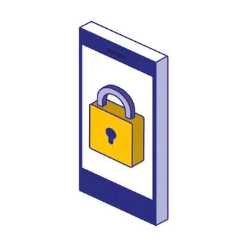 Smartphone and padlock of security system vector design Stock Illustration