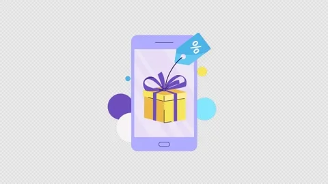 Smartphone and present box pops up. Gift, earning prizes, bonus or rewards Stock Footage 204046154