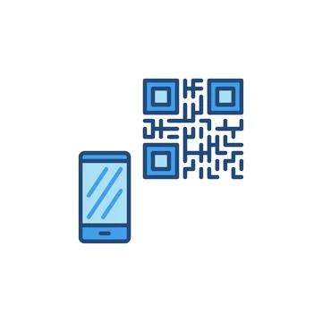 Smartphone and QR Code vector concept colored icon Illustrazione stock