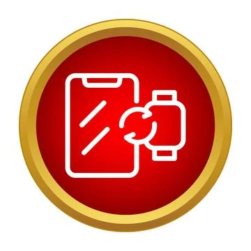 Smartphone and smartwatch device synchronization process icon Иллюстрация