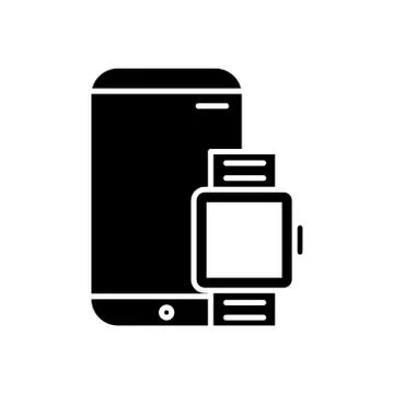 Smartphone and smartwatch device tech silhouette style icon Illustrazione stock