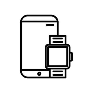 Smartphone and smartwatch device tech line style icon Illustrazione stock