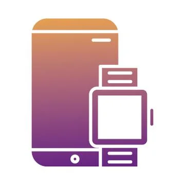 Smartphone and smartwatch device tech degradient style icon Illustrazione stock