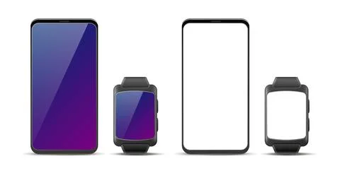Smartphone and smartwatch layout. Realistic isolated smartphone and sport イラスト素材