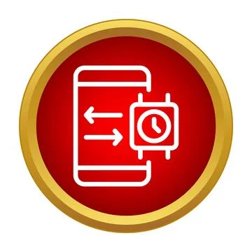 Smartphone and smartwatch synchronizing data icon Stockillustratie