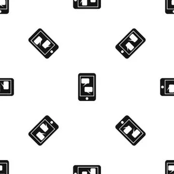 Smartphone and speech bubbles pattern seamless black Stock Illustration