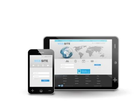 Smartphone and tablet computer with web template Stock Illustration