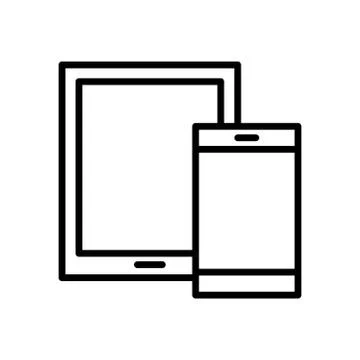 Smartphone and tablet devices tech line style icon 스톡 일러스트
