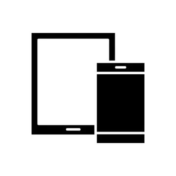 Smartphone and tablet devices tech silhouette style icon Stock Illustration