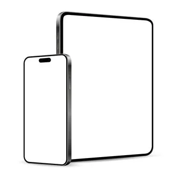Smartphone and tablet mockup with blank display isolated on white background Stock Illustration