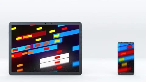 Smartphone and tablet with technology screen 스톡 일러스트