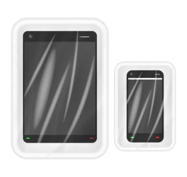 Smartphone and tablet in White polystyrene packaging Stock Illustration