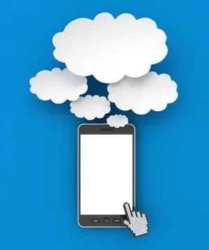 Smartphone and thought bubbles with copyspace, 3d render Stock Illustration