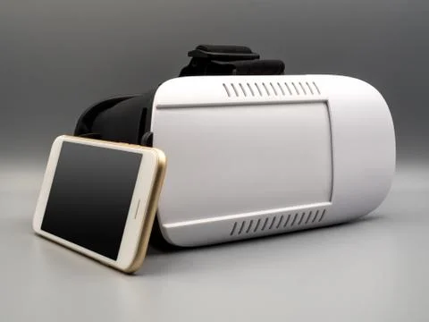 Smartphone and virtual reality headset (VR Box) Stock Photos