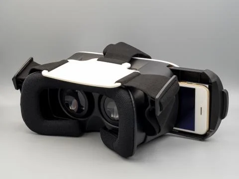 Smartphone and virtual reality headset (VR Box) Stock Photos
