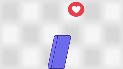 Like on smartphone. Animated hearts hovering over the device Видео 330570768